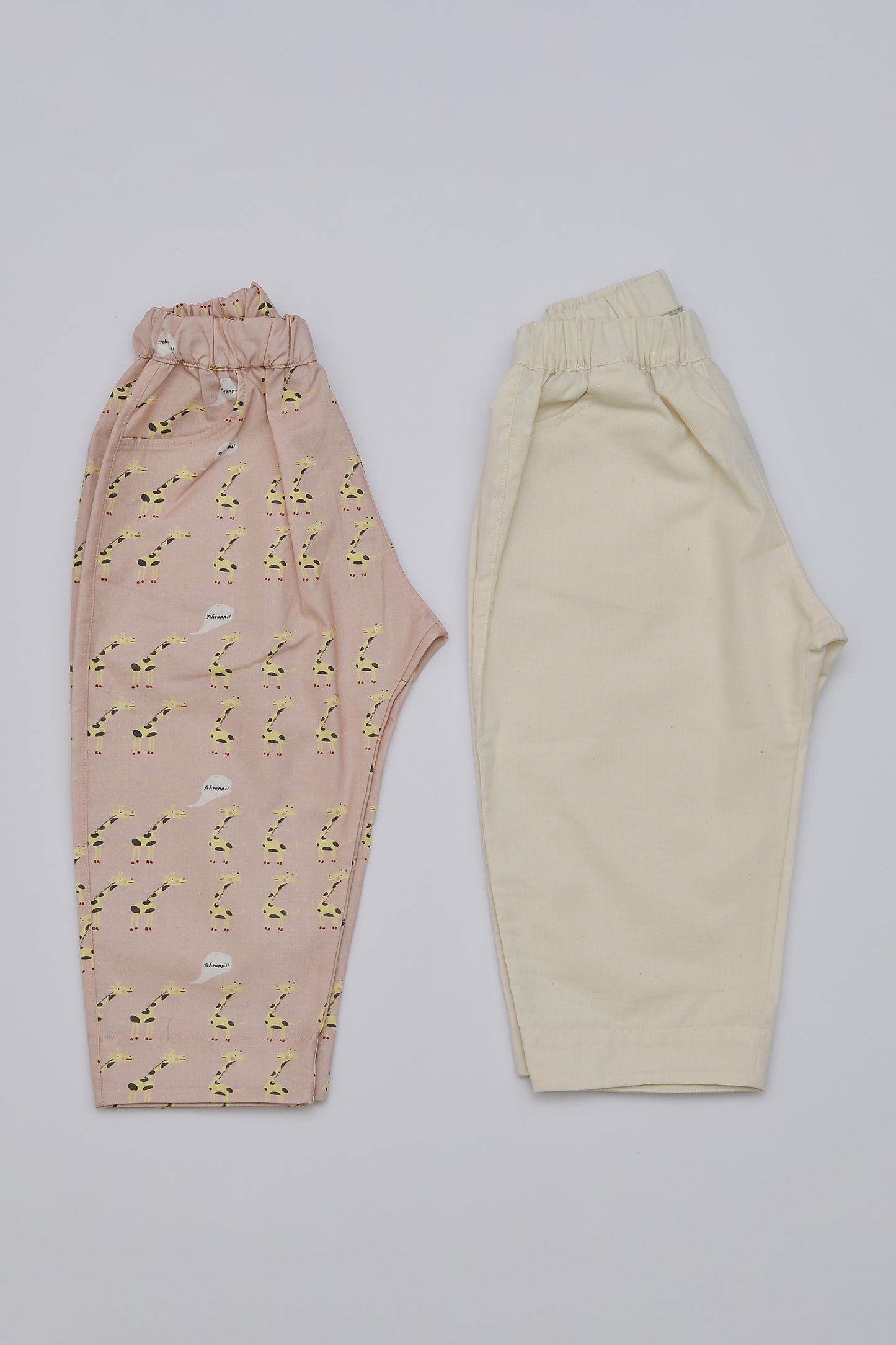 Pantalone Cropped in Popeline Giraffe