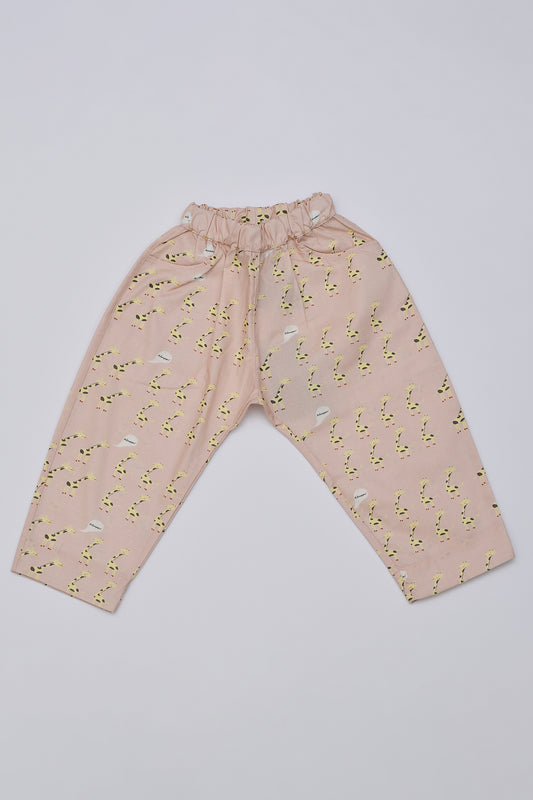 Pantalone Cropped in Popeline Giraffe