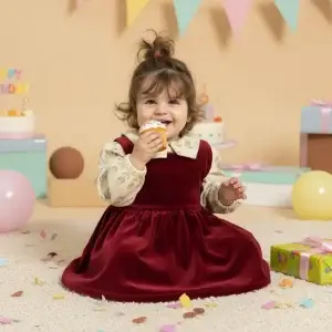 Abito da cerimonia in velluto Bordeaux e mattone Compleanno