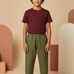 T-shirt Bimbi Unisex Bordeaux e mattone Front