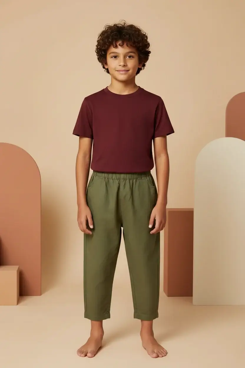 T-shirt Bimbi Unisex Bordeaux e mattone Front