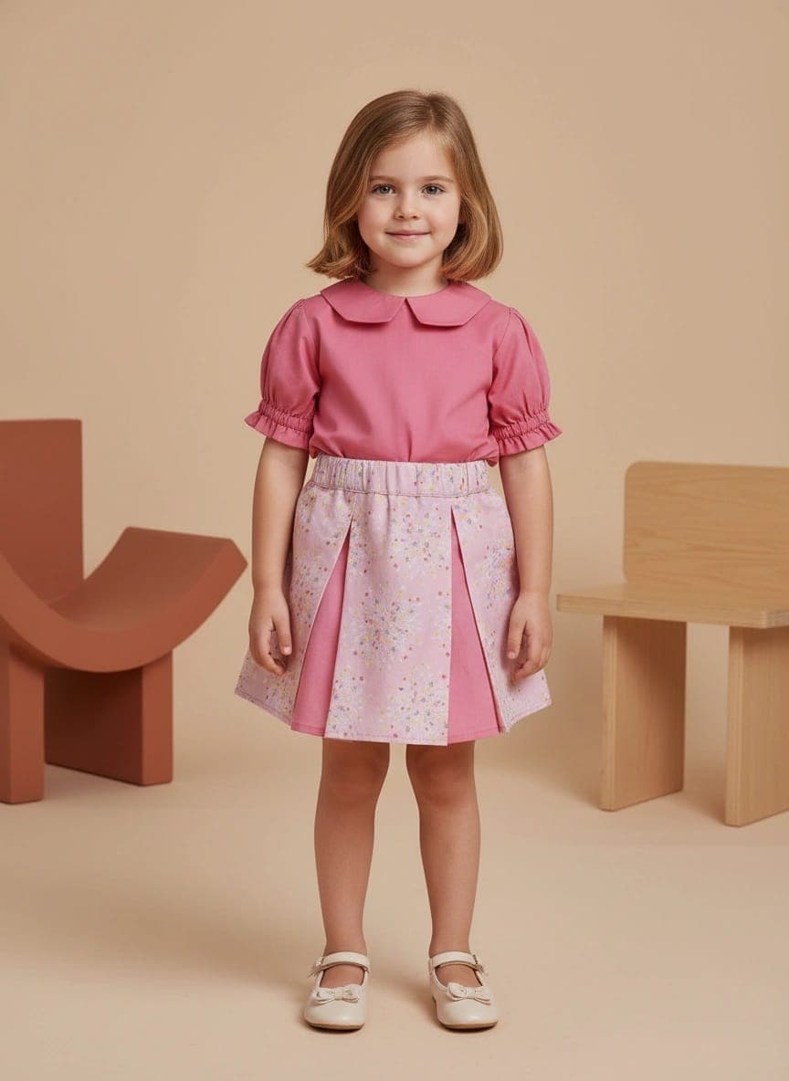 Gonna Masha bicolore Flower Fantasie: natura Front di Farway Milano