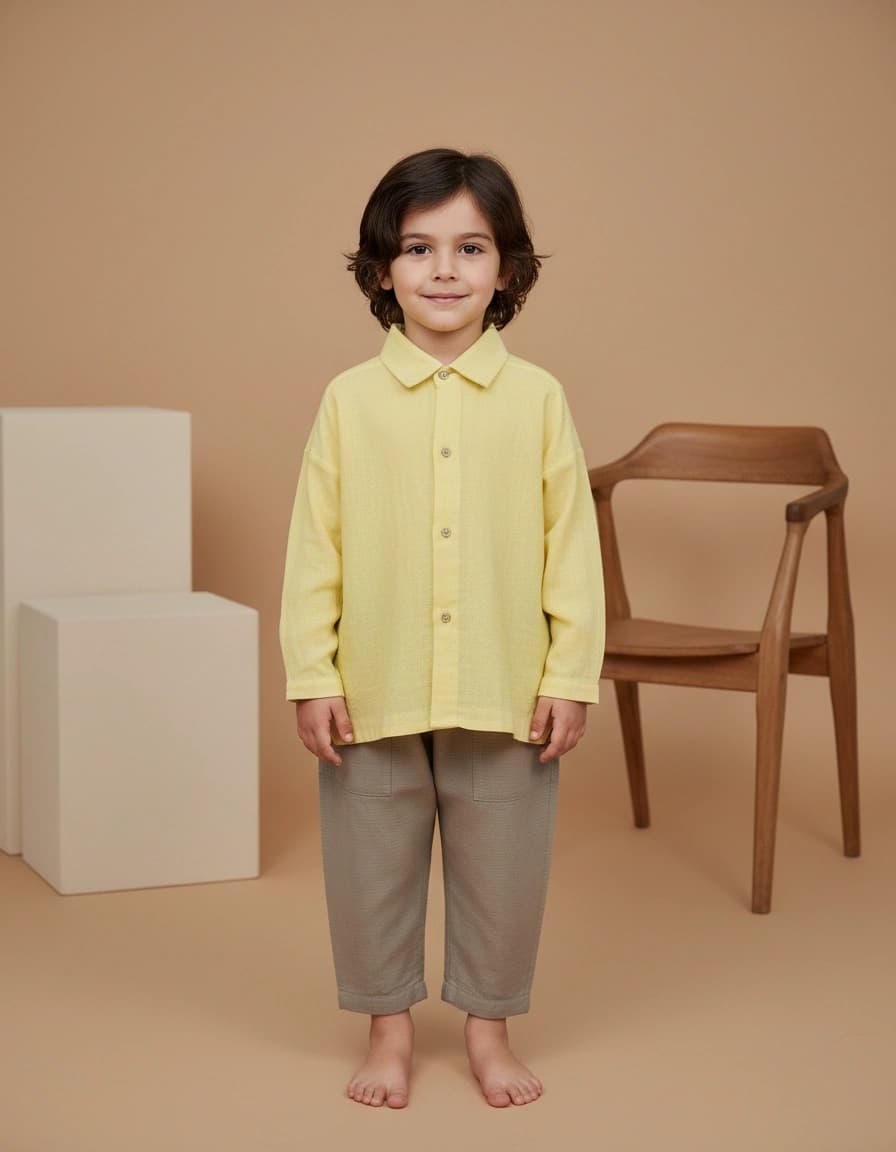 Camicia George in Mussola Giallo e ocra Front di Farway Milano