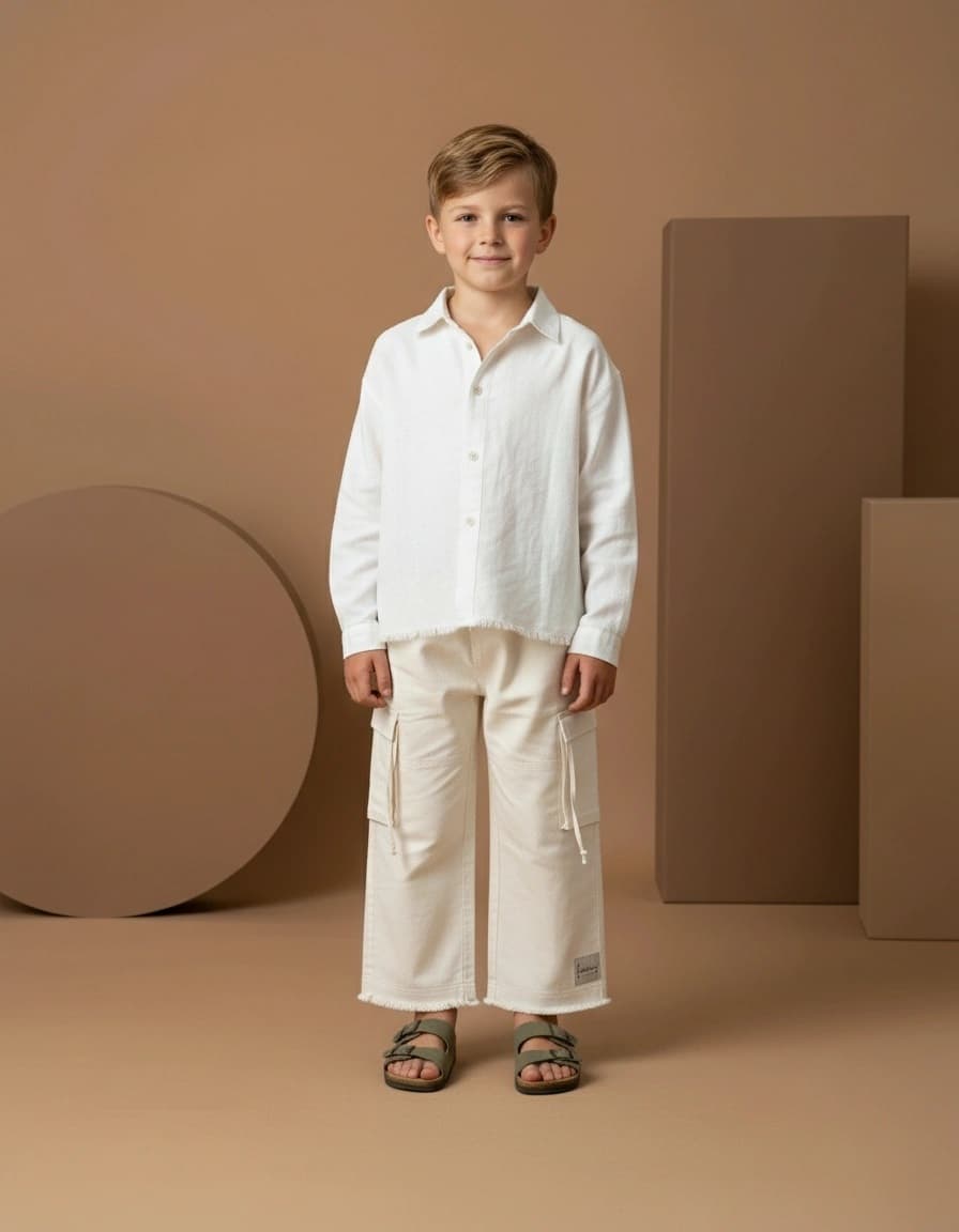 Pantalone Capri Cargo Panna e avorio Front di Farway Milano