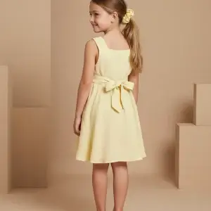 Abito Charlotte smanicato in mussola Giallo e ocra Back
