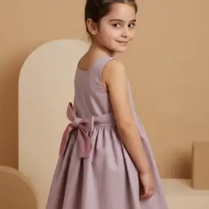 Abito Charlotte smanicato in popeline Rosa cipria e nude Back