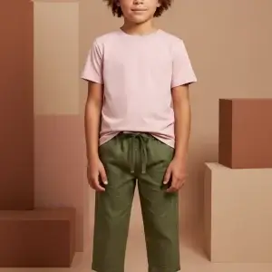 T-shirt Bimbi Unisex Rosa cipria e nude Front