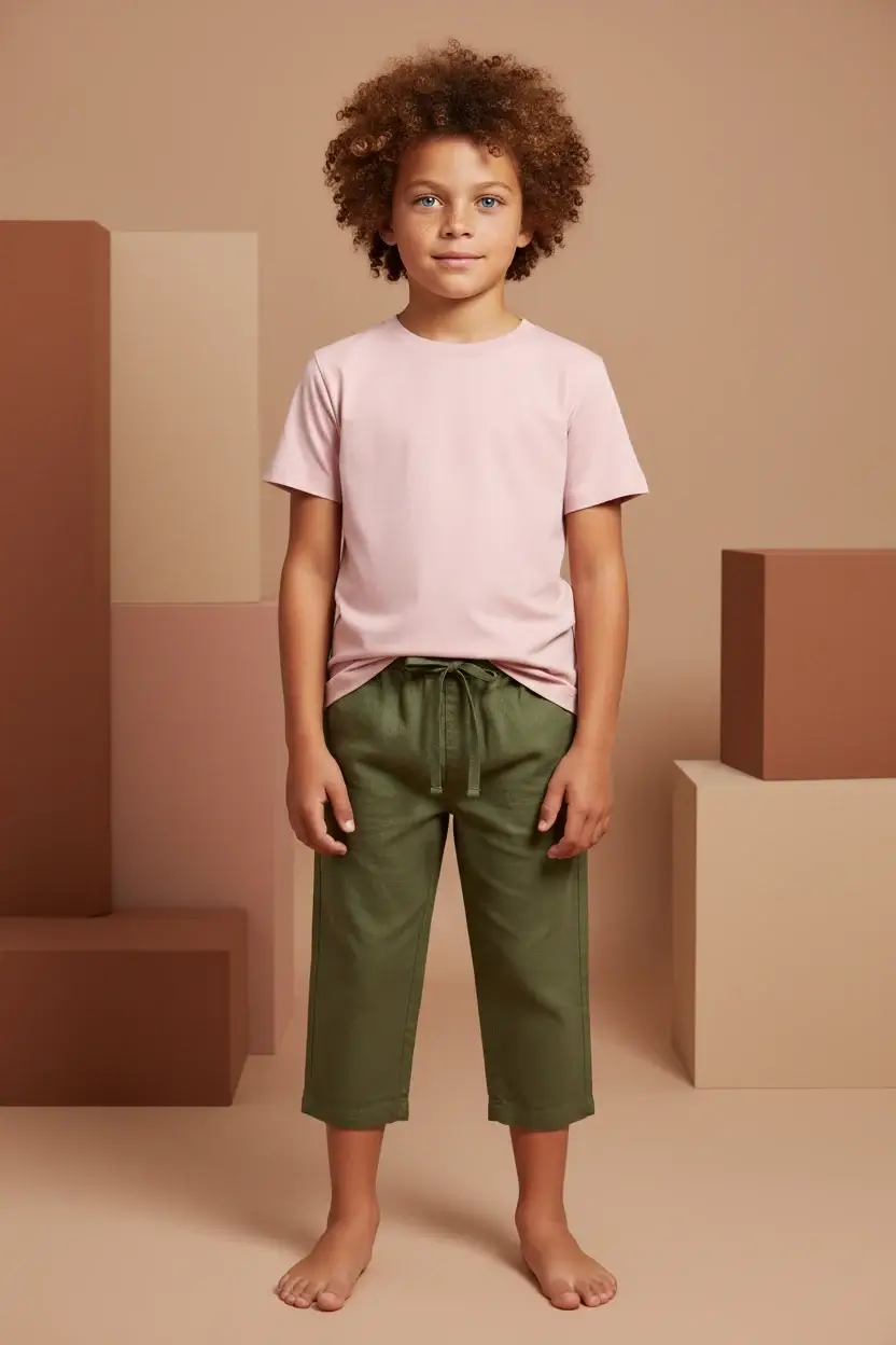 T-shirt Bimbi Unisex Rosa cipria e nude Front