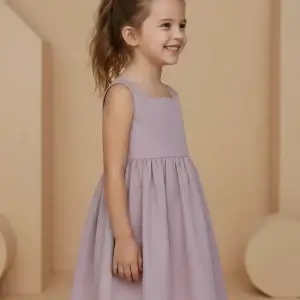 Abito Charlotte smanicato in popeline Rosa cipria e nude Side