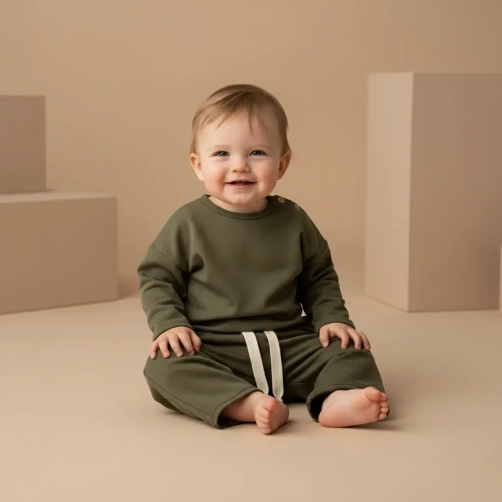 Pantalone in felpa Verde khaki e militare Front