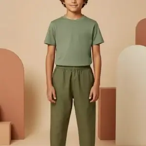 T-shirt Bimbi Unisex Verde salvia e aloe Front