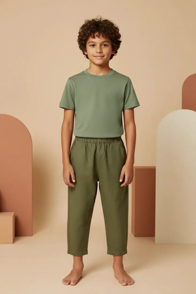 T-shirt Bimbi Unisex Verde salvia e aloe Front