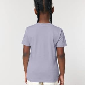 T-shirt Bimbi Classica in Cotone Organico Viola retro indossato di Farway Milano