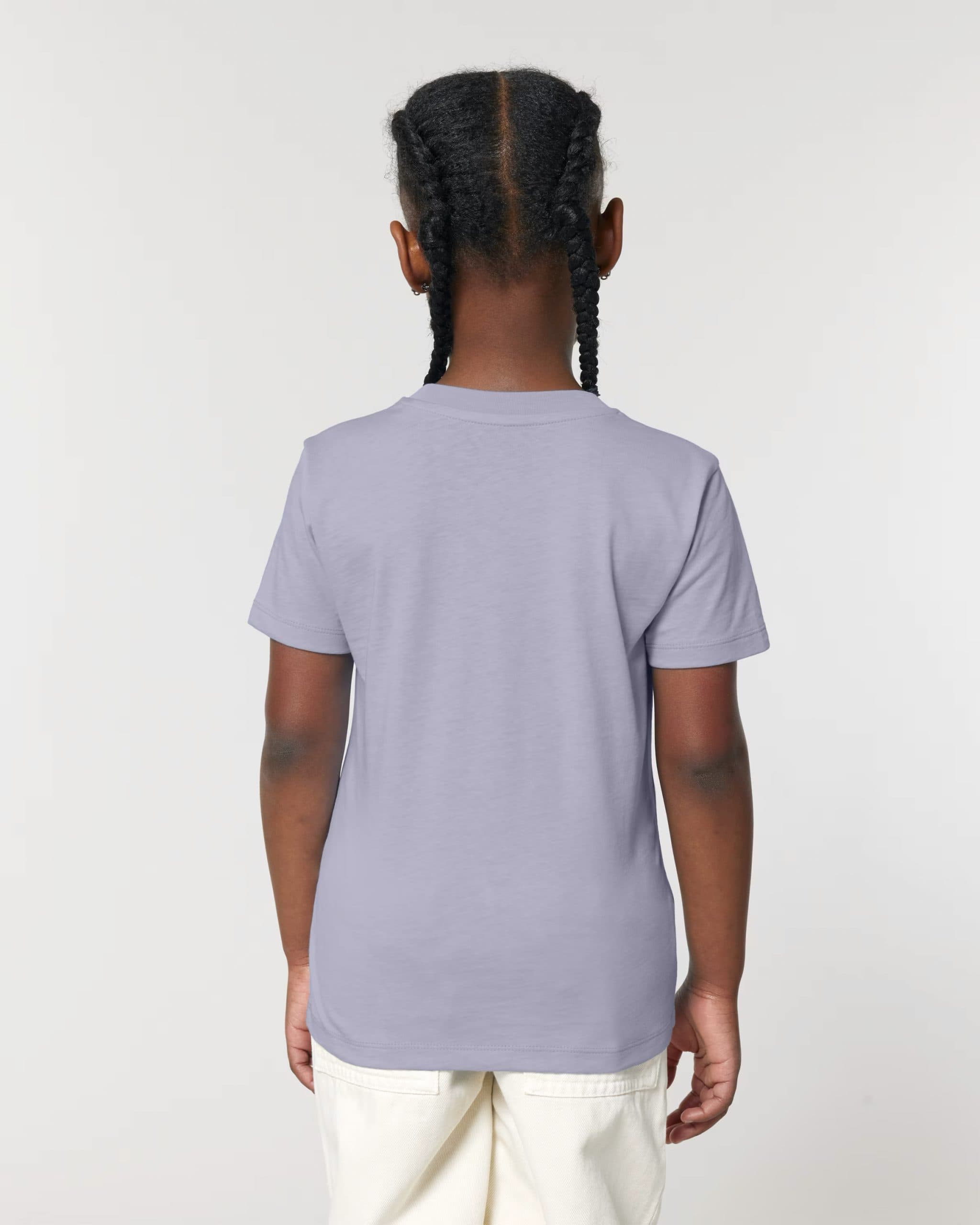 T-shirt Bimbi Classica in Cotone Organico Viola retro indossato di Farway Milano
