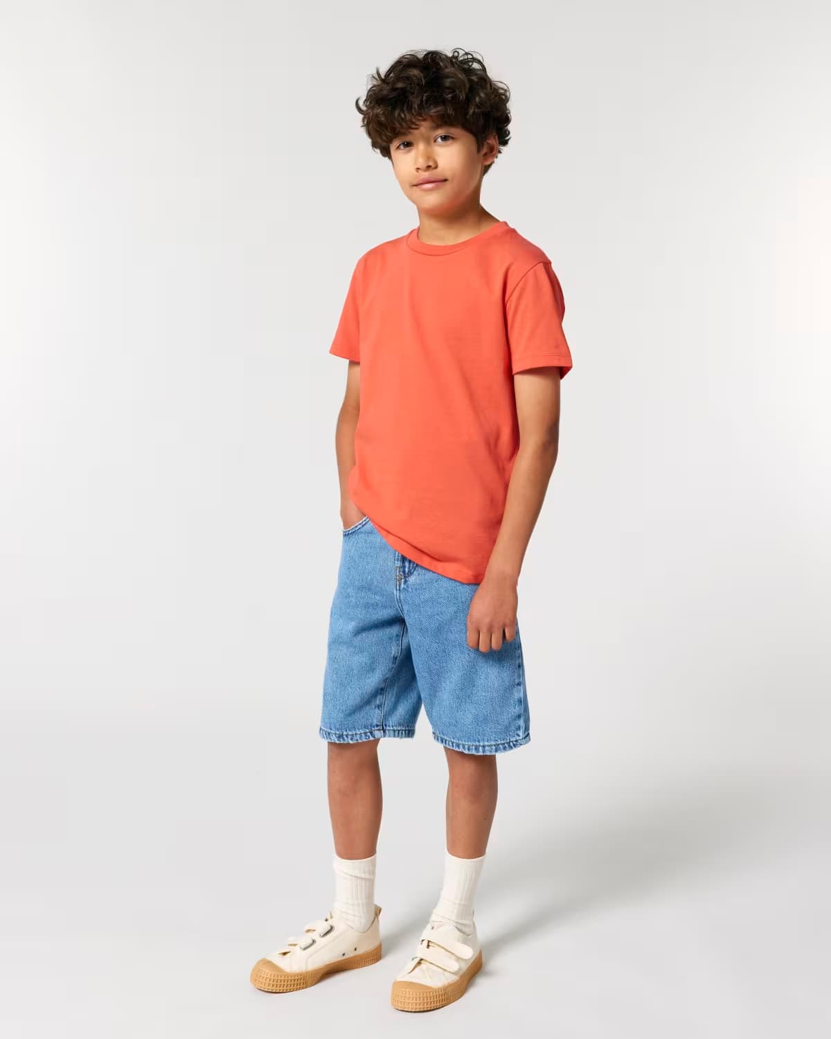 T-shirt Bimbi Classica in Cotone Organico Arancione In Action di Farway Milano