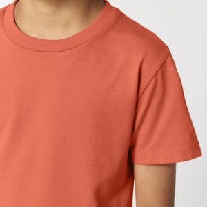 T-shirt Bimbi Classica in Cotone Organico Arancione still life dettaglio di Farway Milano