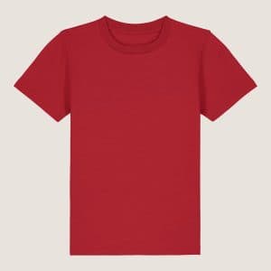 T-shirt Bimbi Classica in Cotone Organico Rosso e ciliegia still life front di Farway Milano