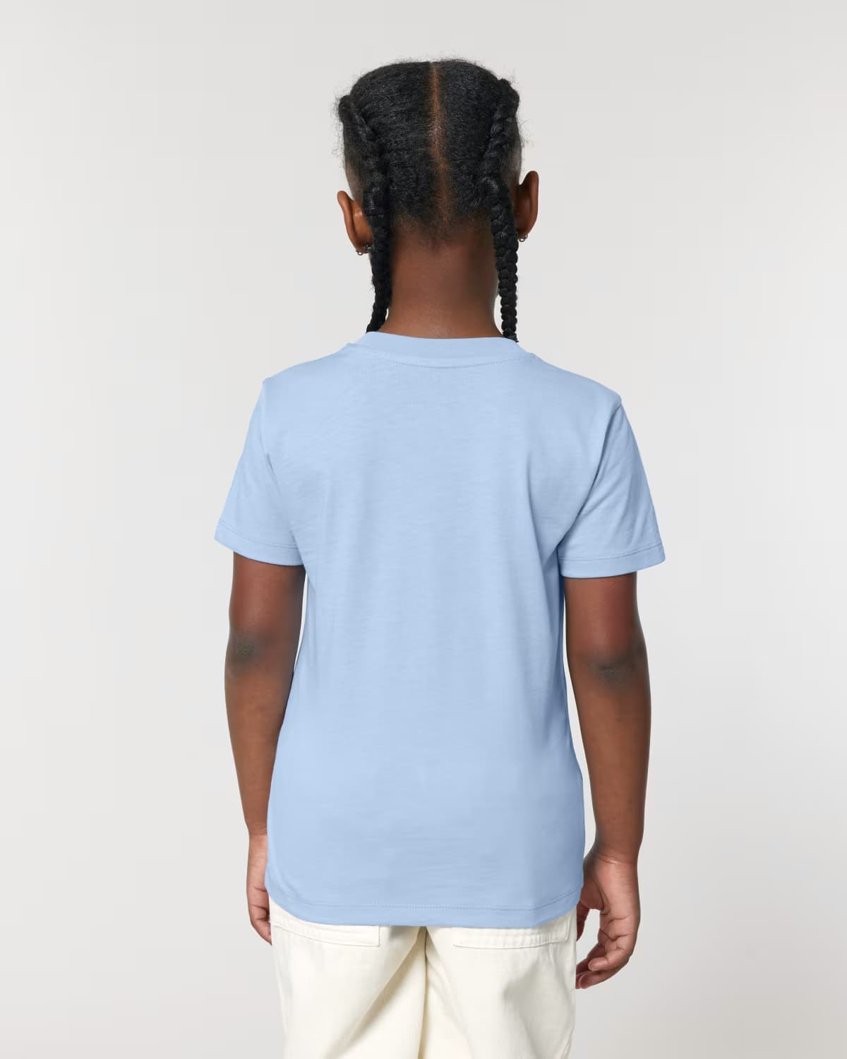 T-shirt Bimbi Classica in Cotone Organico Blu e azzurro intenso retro indossato di Farway Milano