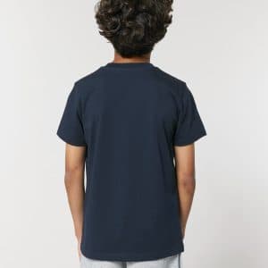 T-shirt Bimbi Classica in Cotone Organico Blu navy e notte retro indossato di Farway Milano