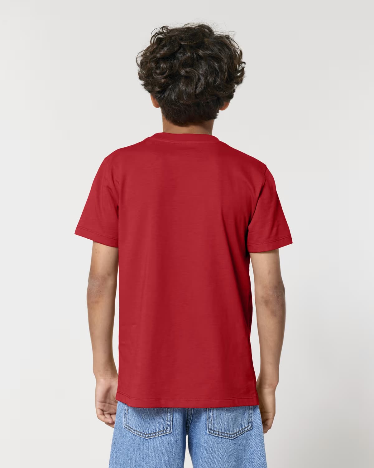 T-shirt Bimbi Classica in Cotone Organico Rosso e ciliegia retro indossato di Farway Milano
