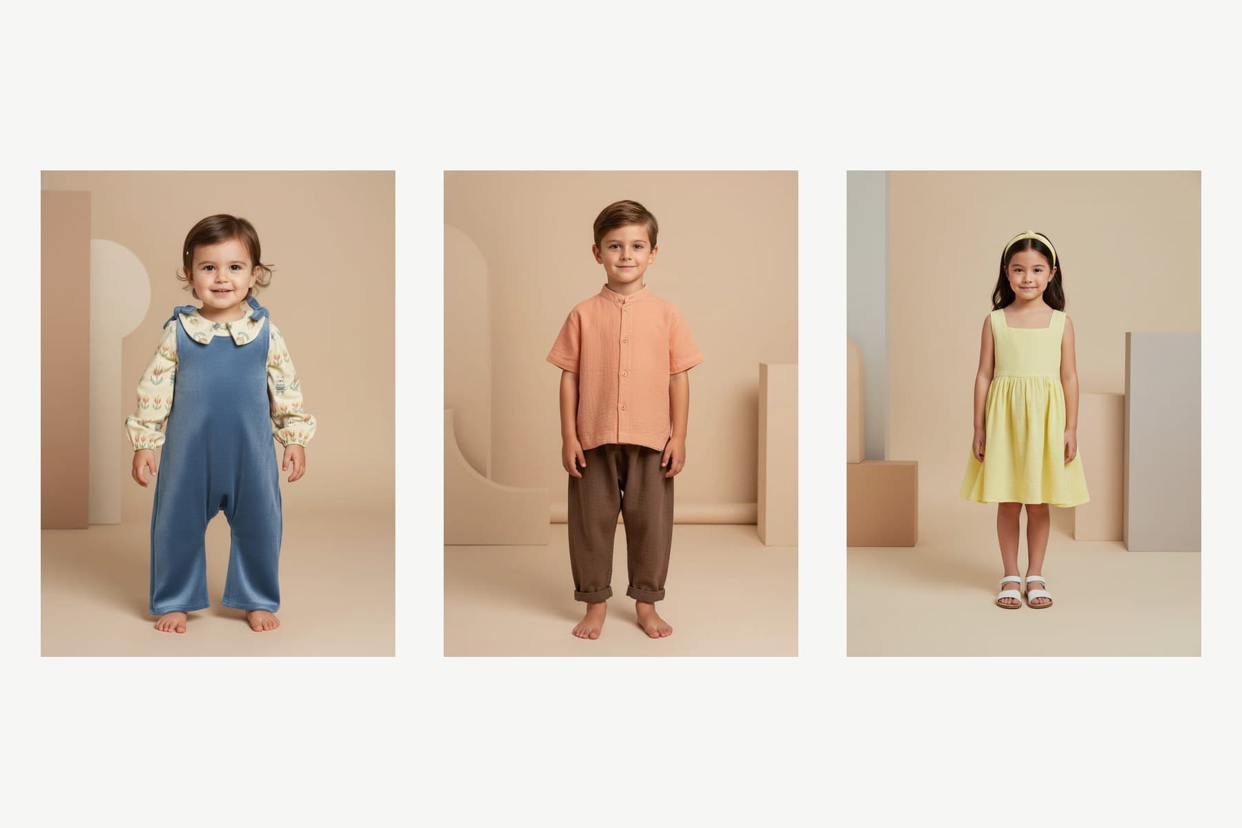 Tutina, camicia in mussola e abito Farway Milano nelle taglie da neonato a bambina