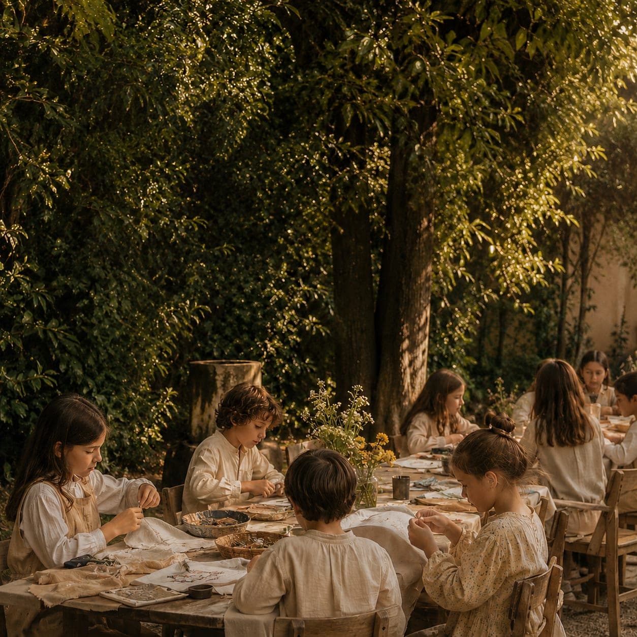 Giardino allestito per un momento in famiglia
