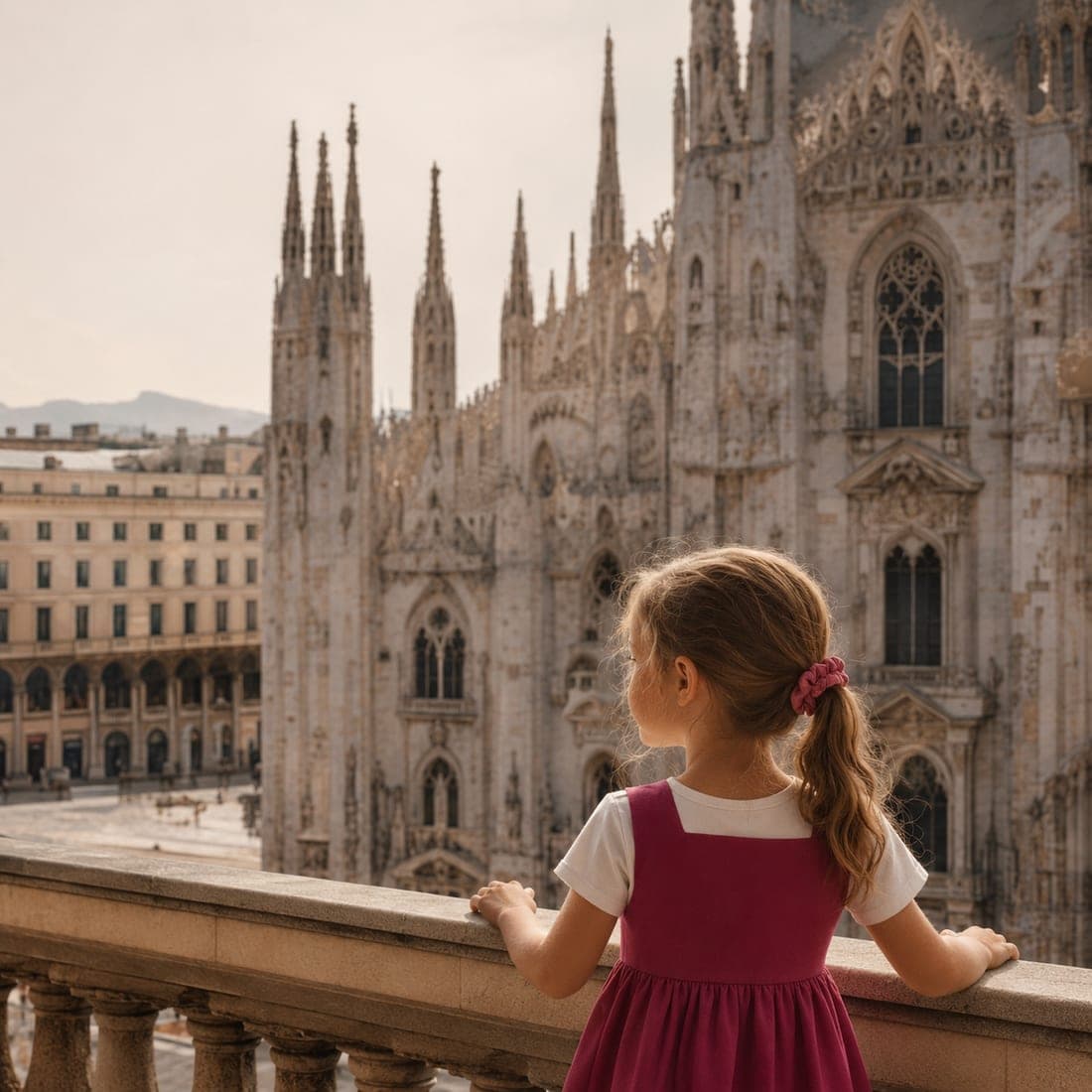 Il Duomo di Milano visto durante una giornata in famiglia