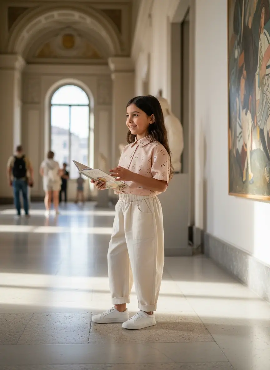 Pantalone Lungo Voile Panna e avorio Pomeriggio al museo di Farway Milano