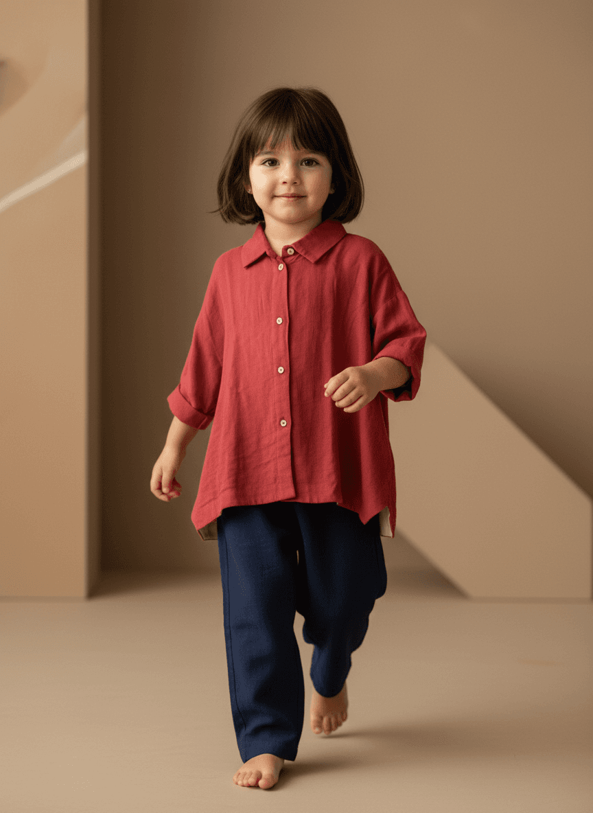 Camicia George in Mussola Bordeaux e mattone In Action Femmina di Farway Milano