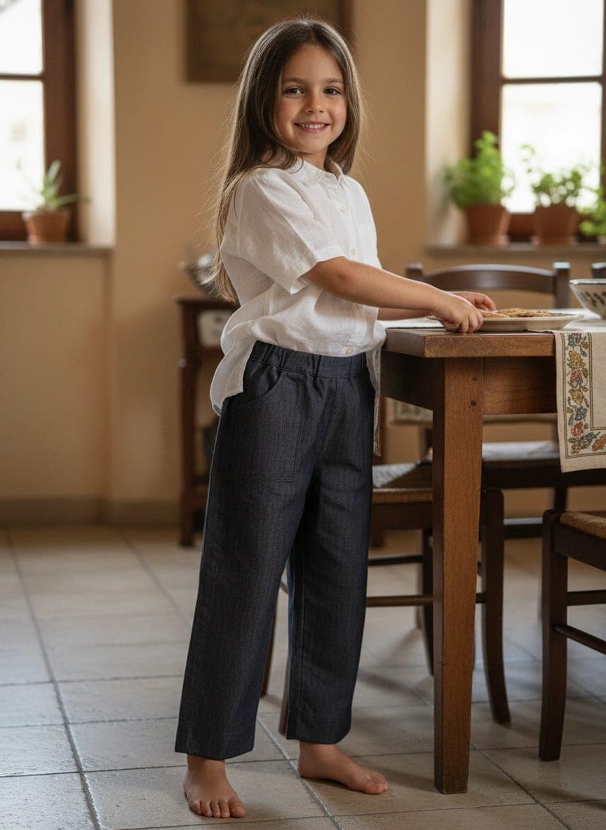 Pantalone denim Azzurro polvere e denim A casa dei nonni di Farway Milano