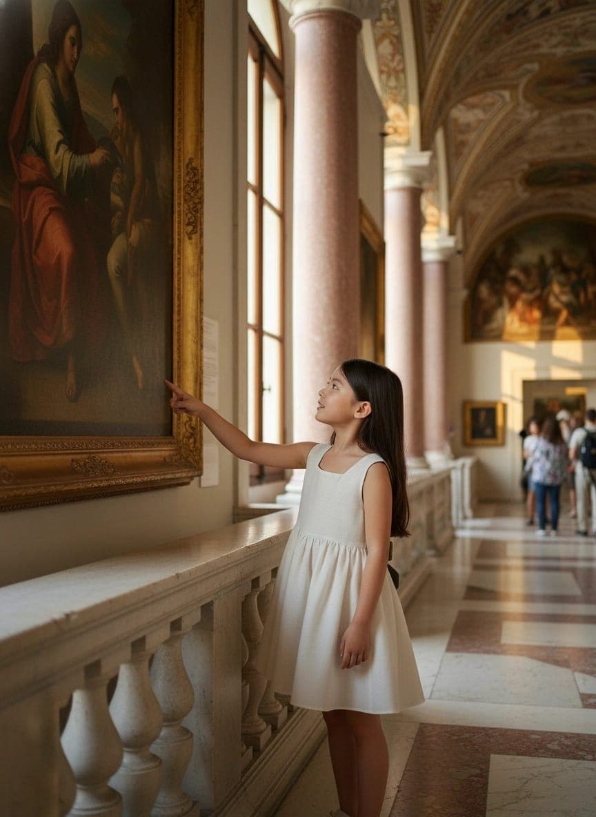 Abito Charlotte smanicato in lino Panna e avorio Pomeriggio al museo di Farway Milano