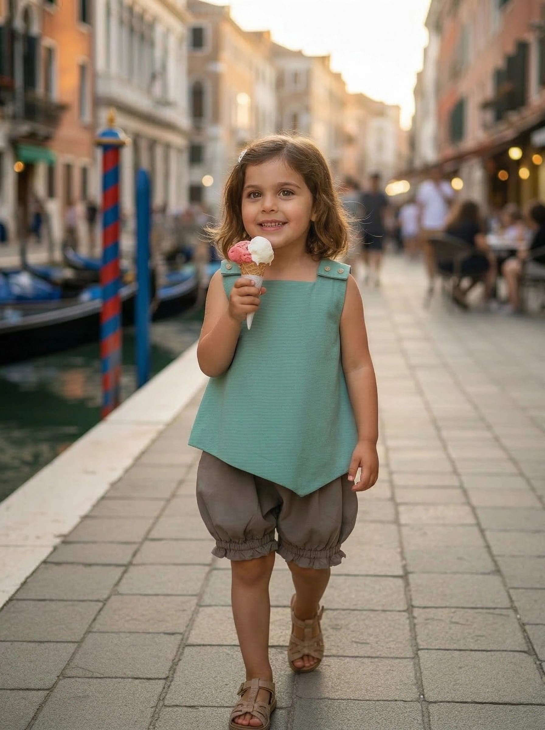 Top double-face fantasia aquiloni Unico Una sera d'estate: gelato con gli amici di Farway Milano