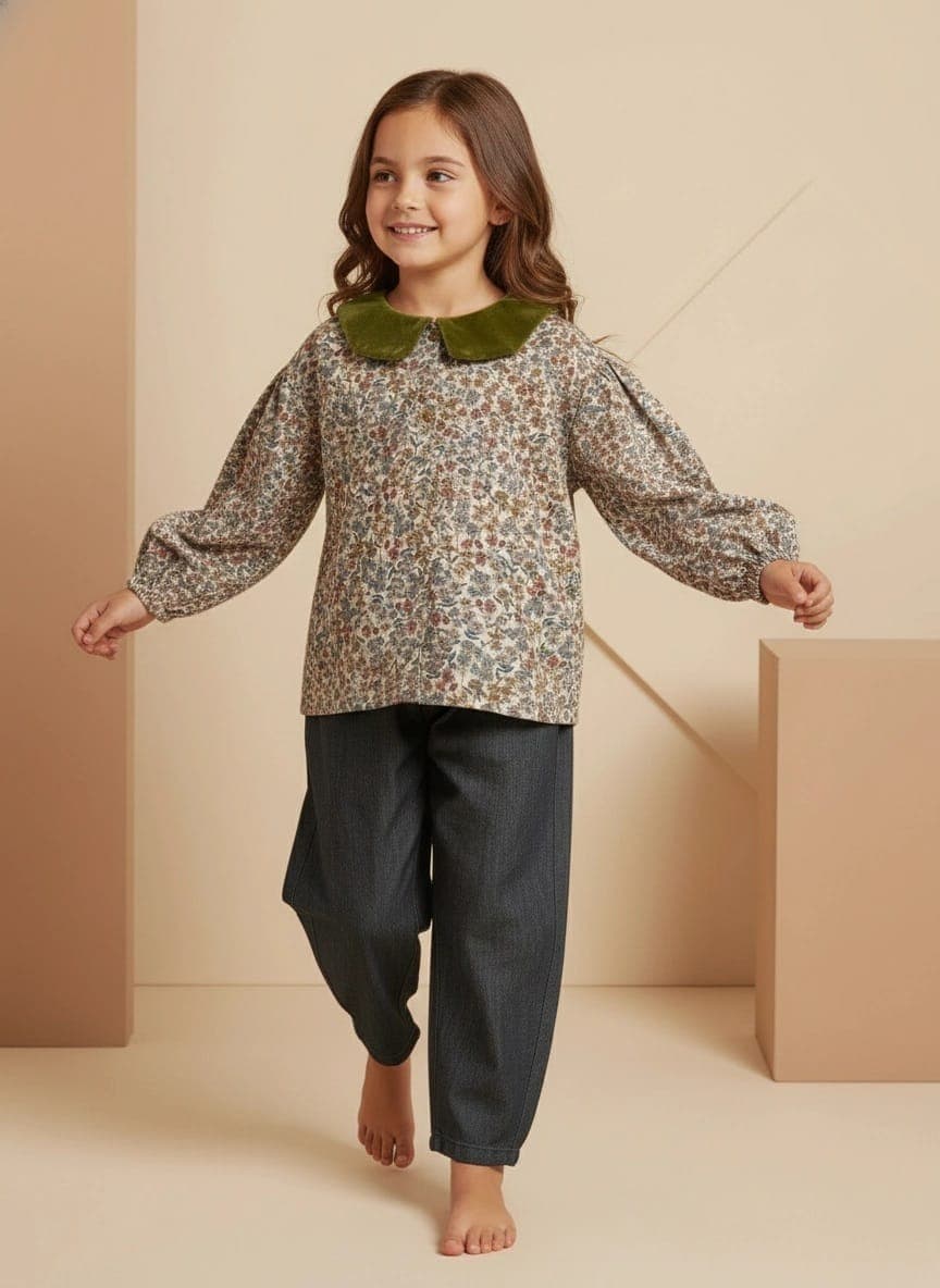 Velvet Collar Shirt Forest and dark greens In Action by Farway Milano