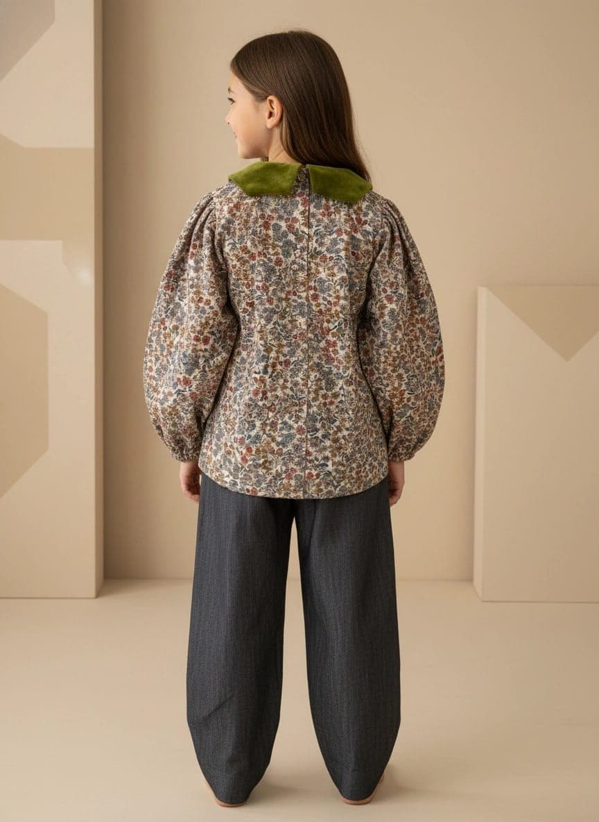 Velvet Collar Shirt Forest and dark greens Back by Farway Milano