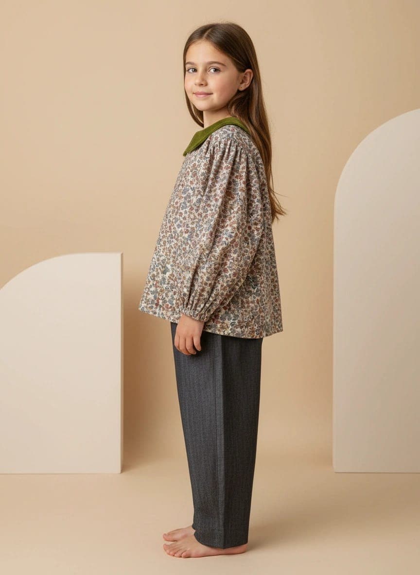 Velvet Collar Shirt Forest and dark greens Side by Farway Milano