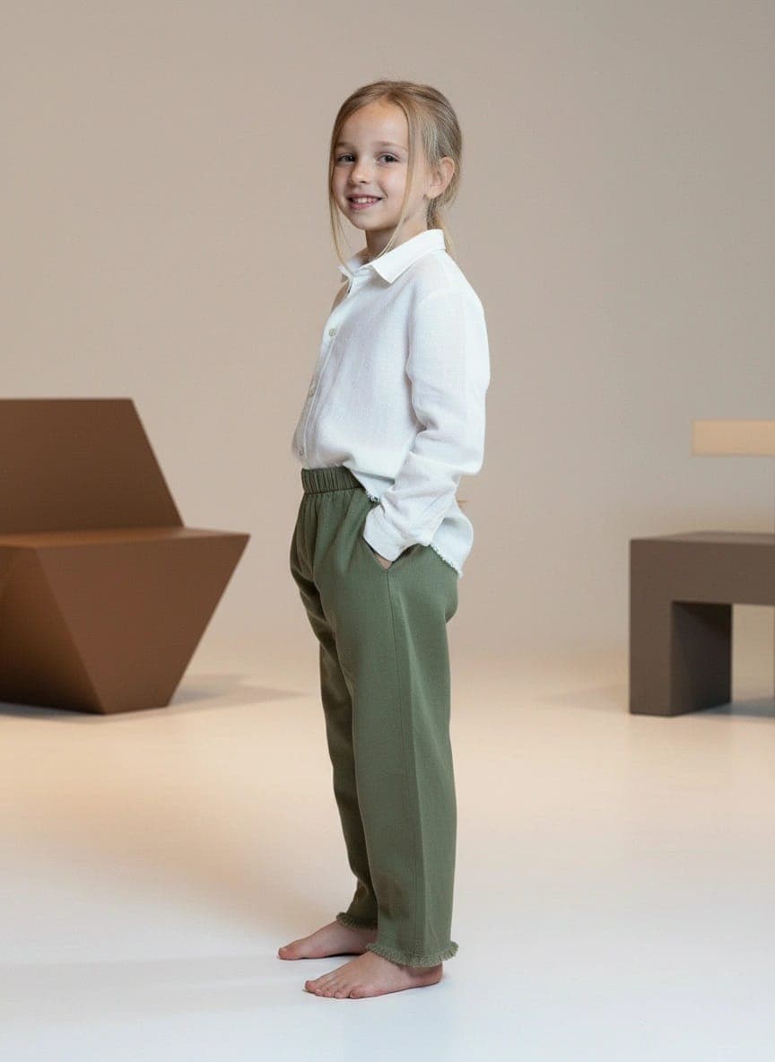 Pantalone Capri sfilacciato Verde khaki e militare Side di Farway Milano