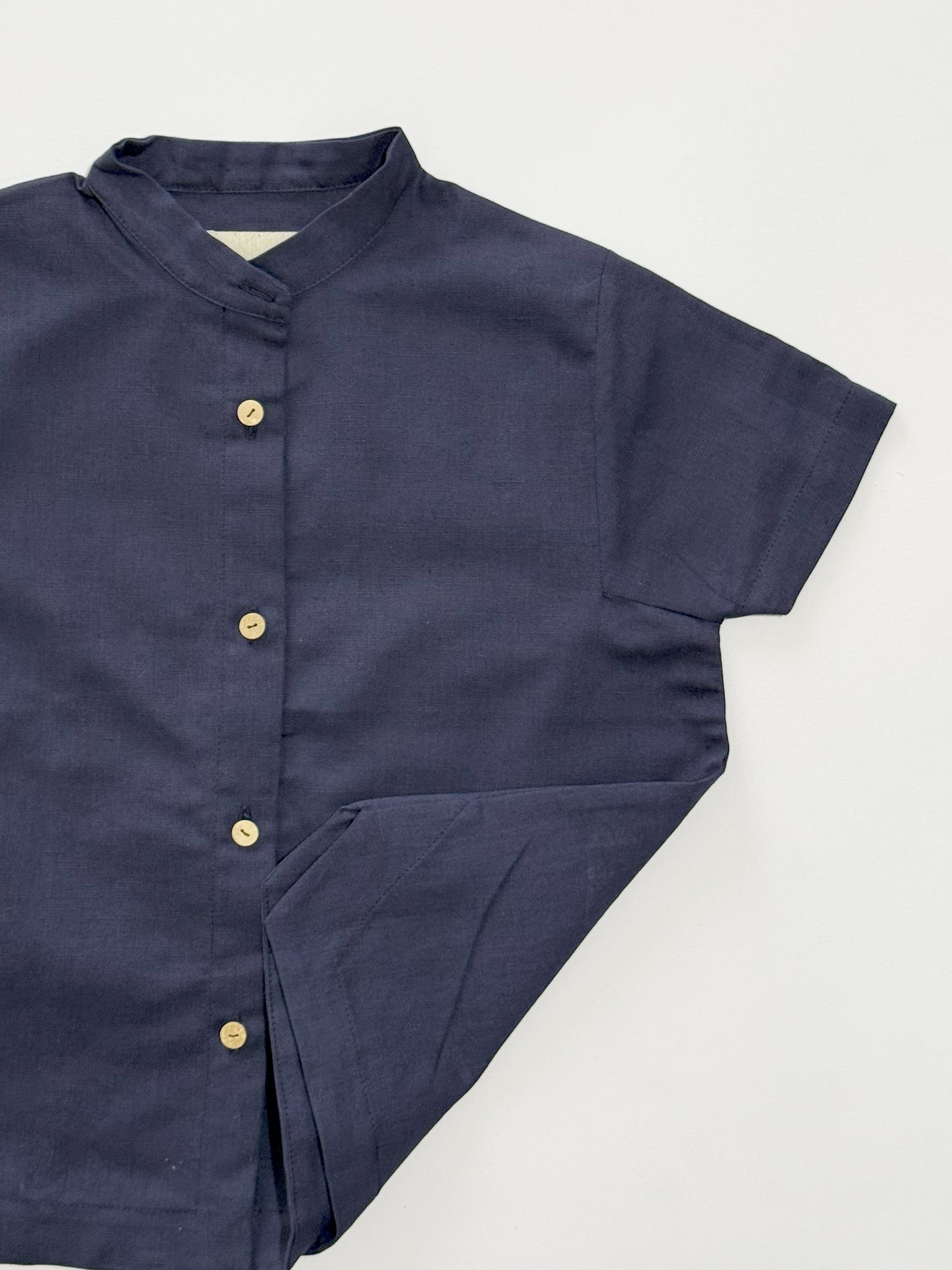 Linen Mandarin Collar Shirt