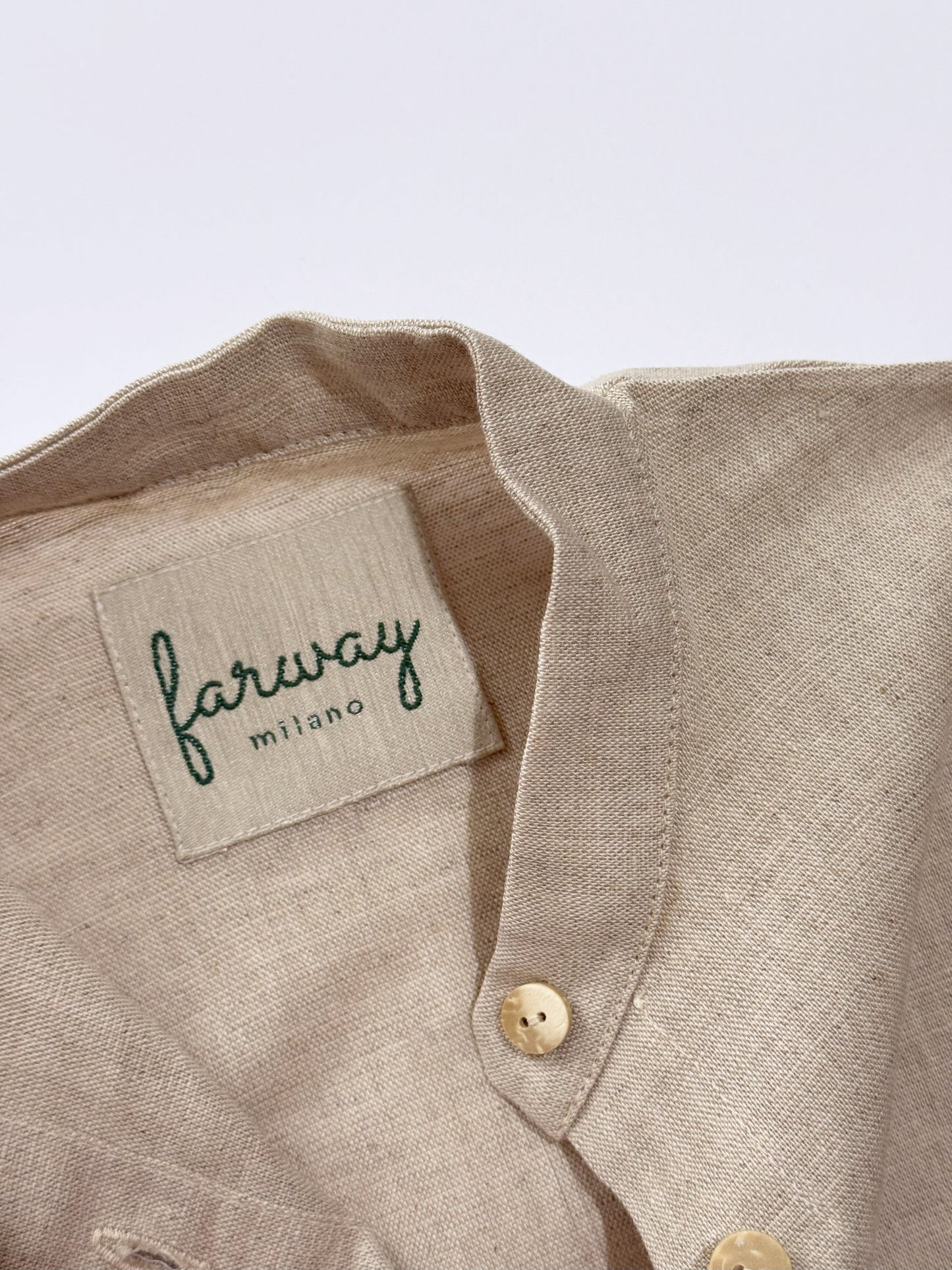 Linen Mandarin Collar Shirt
