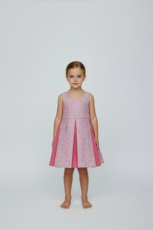 Abito Masha smanicato bicolore Flower