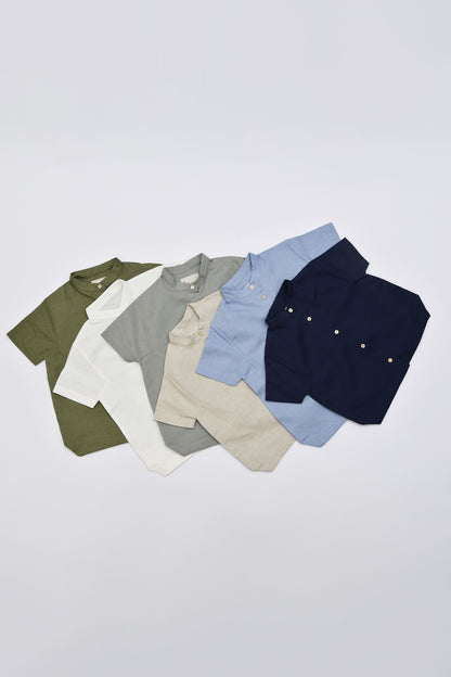 Linen Mandarin Collar Shirt
