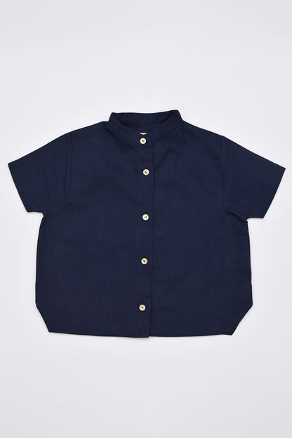 Linen Mandarin Collar Shirt