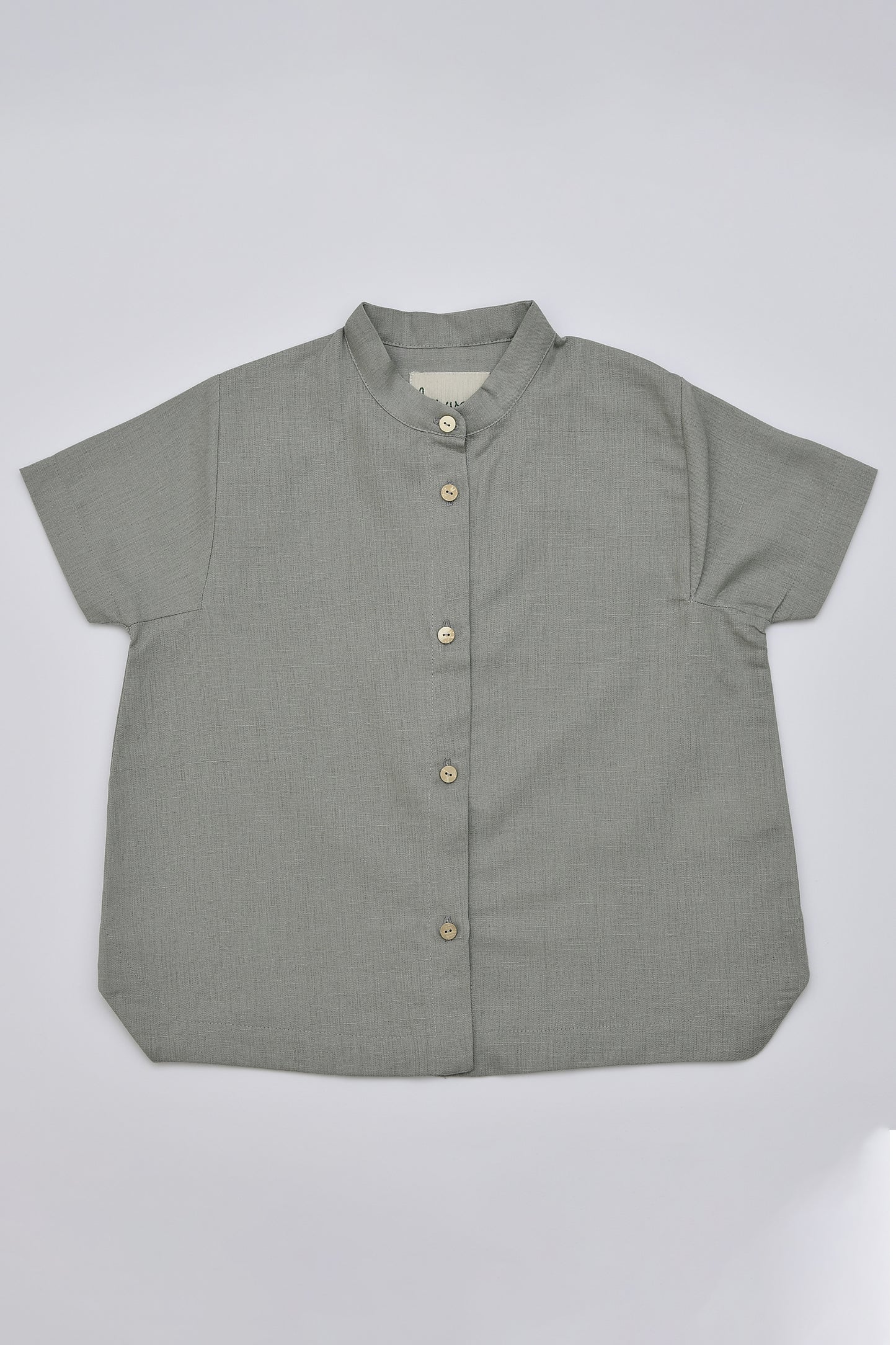 Linen Mandarin Collar Shirt