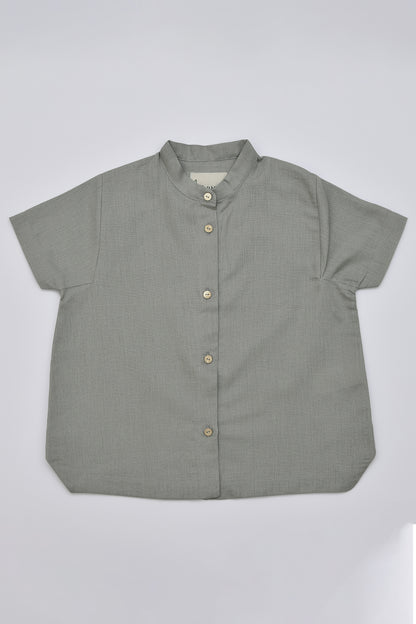 Linen Mandarin Collar Shirt