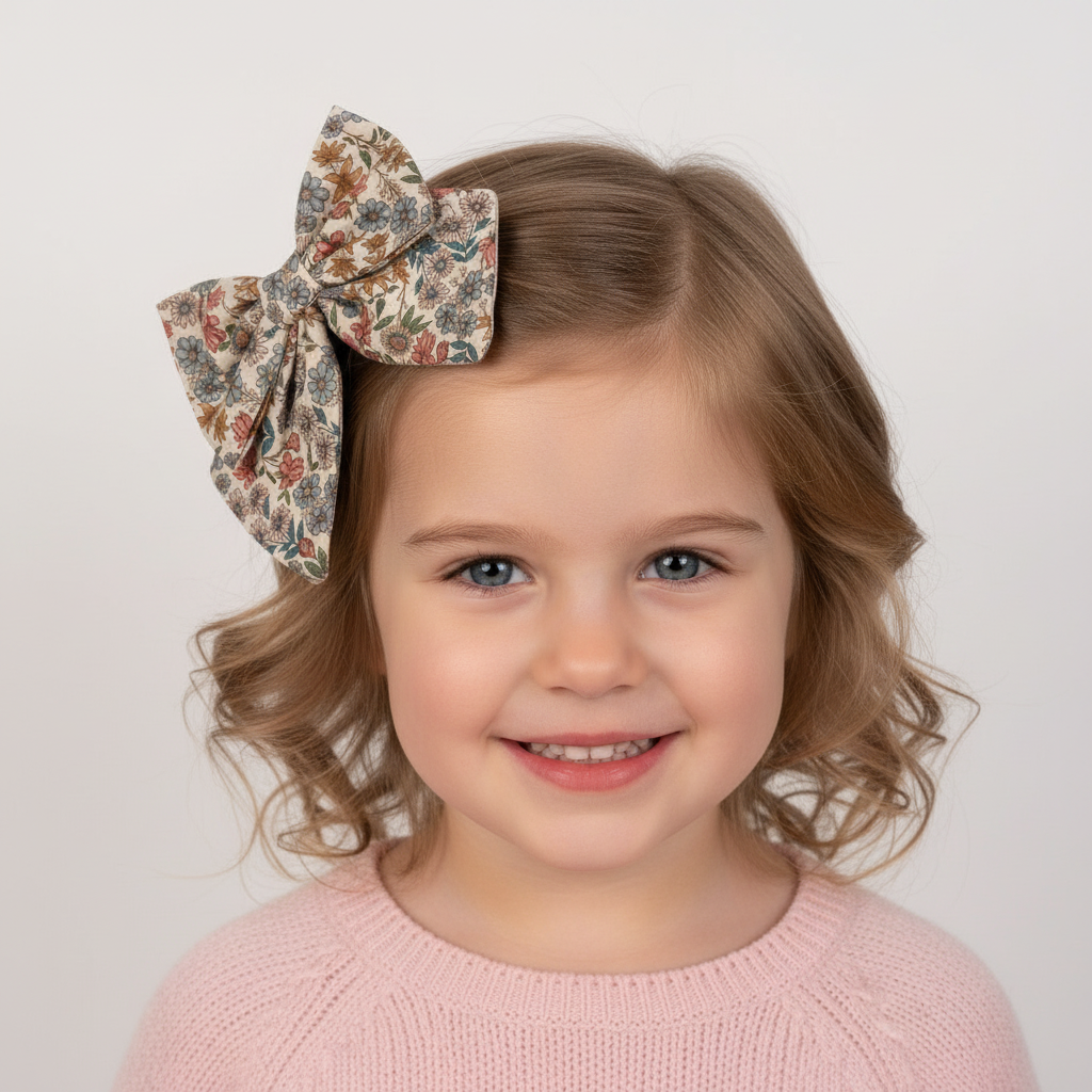 Bambina 4 anni primo piano con fiocco Flower grande