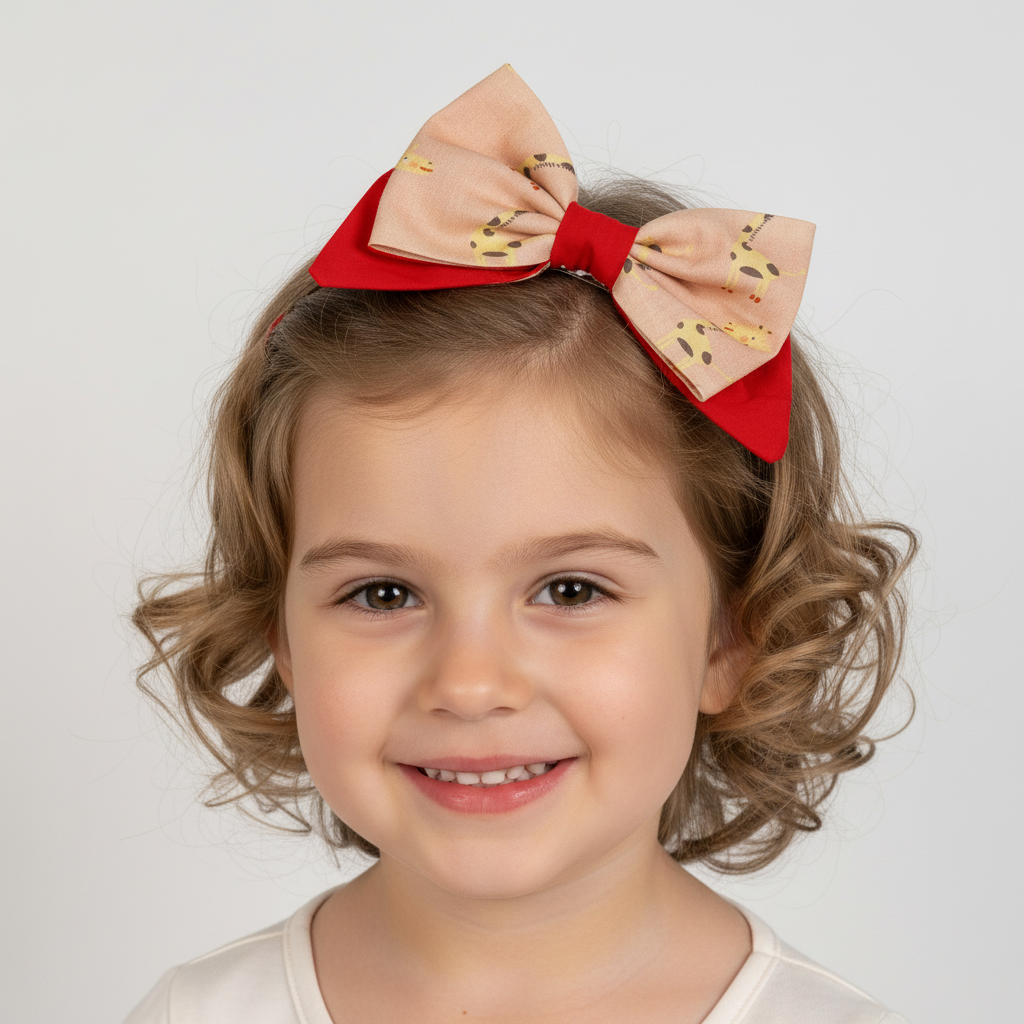 Bambina 4 anni primo piano con fiocco Giraffe