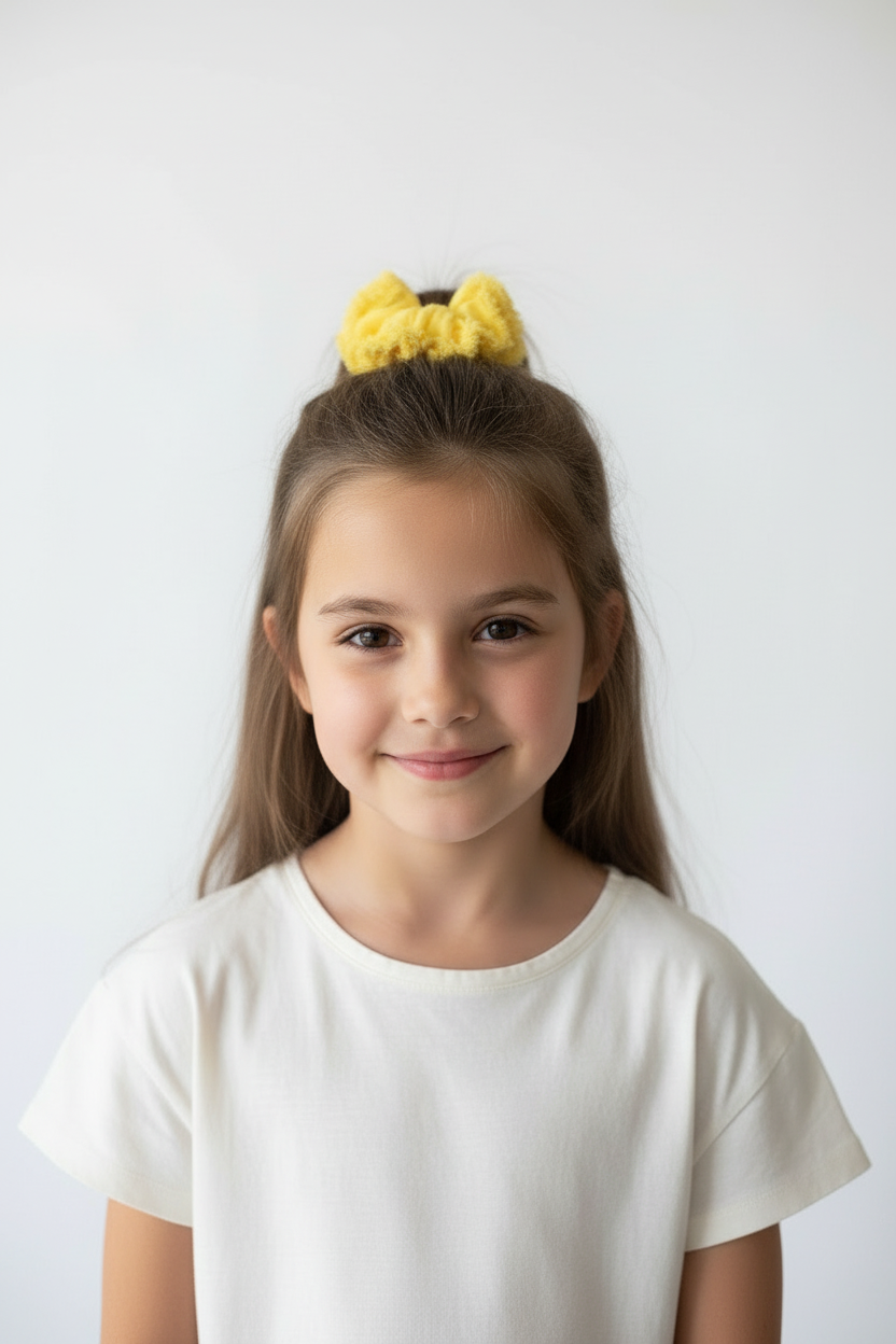 Bambina 7 anni scrunchie sfilacciato giallo