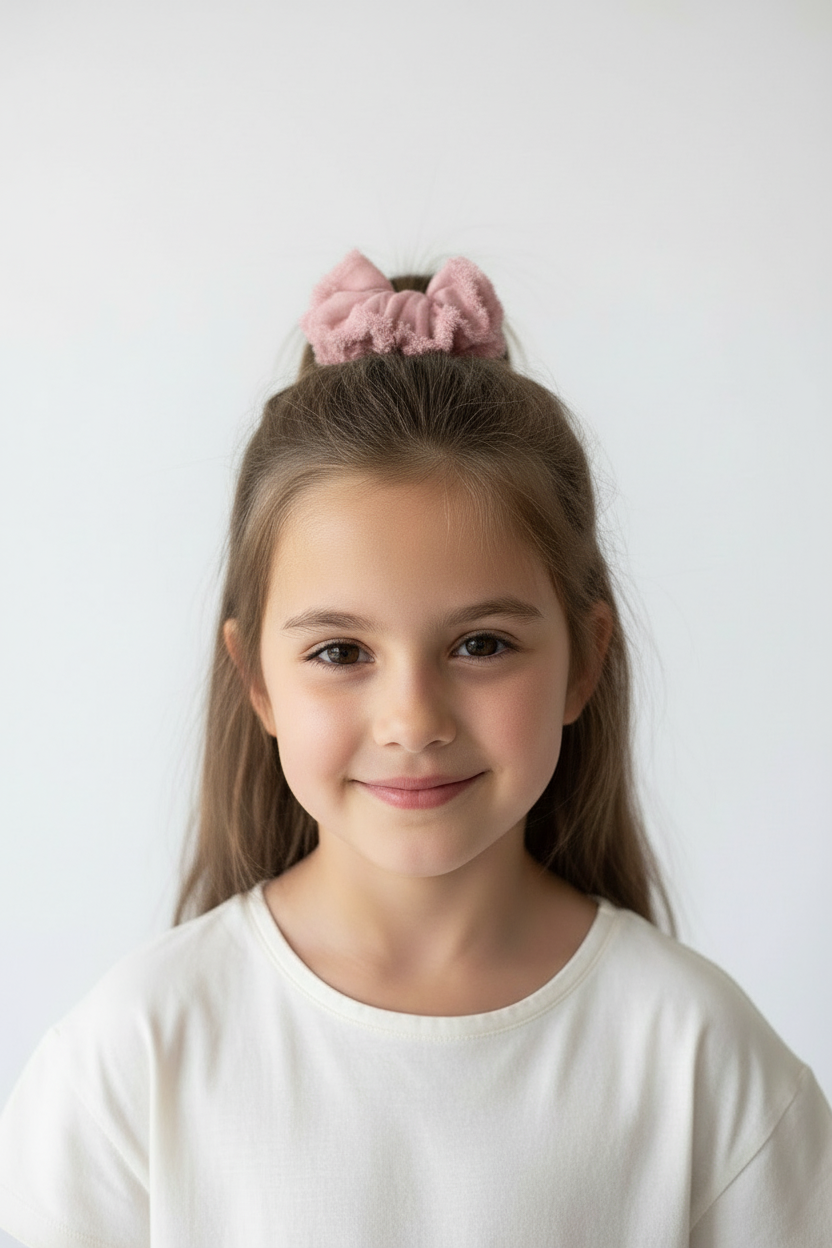 Bambina 7 anni scrunchie sfilacciato rosa