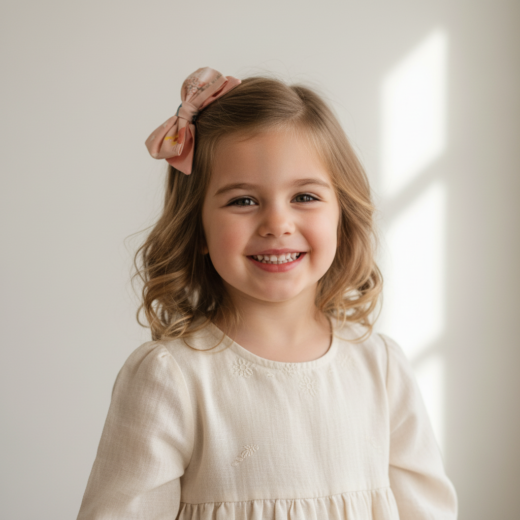 Bambina con Fiocco Rosa