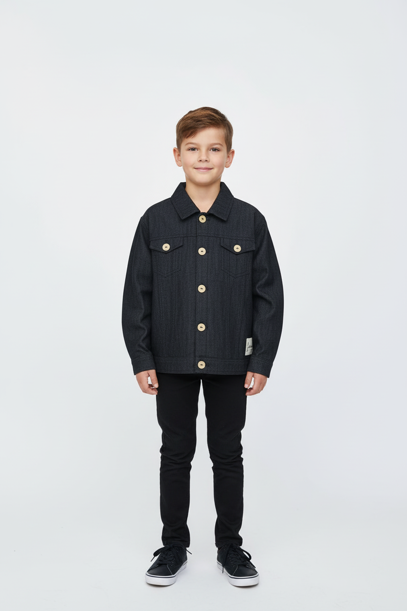 Bambino 6-8 anni giacca denim sfoderata frontale