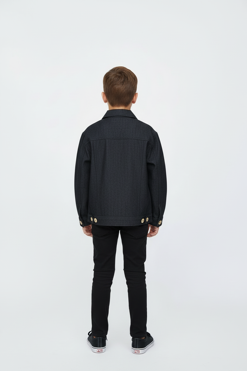 Bambino 6-8 anni giacca denim sfoderata posteriore stesso modello